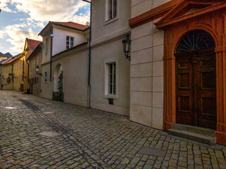 The opulent palaces of Prague Castle line its narrow streets. Prague, Czech Republic