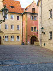 The opulent palaces of Prague Castle line its narrow streets. Prague, Czech Republic