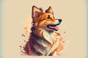 Naklejka premium Dog illustration icon logo design. Realistic cartoon character vector template. Animals and pets. Ai generated.