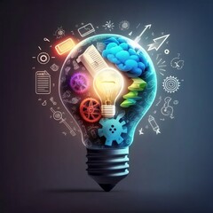 creative light bulb concept, innovation, thinking new creative ideas,