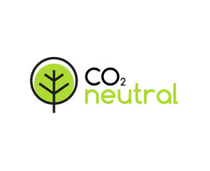 Carbon neutral icon logo. CO2 energy monoxide carbon ecology background label concept.