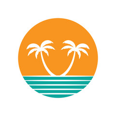 Fototapeta na wymiar Palm tree summer logo template vector illustration