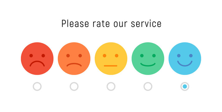 Smiley rate scale emotion emoji icon. Feedback rate survey emoticon satisfaction meter.