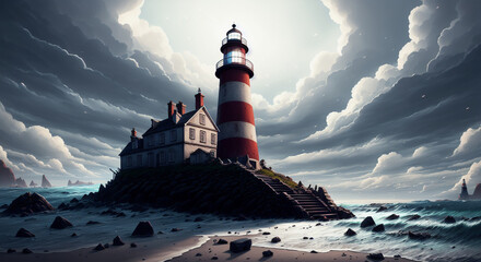 Lighthouse on the Sea: A Coastal Landmark [AI Generated]