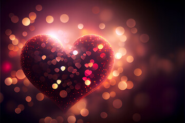 Beautiful heart with shiny glitter bokeh background. Generative ai illustration