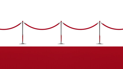 Red carpet isolated on white background. 3d illustration.