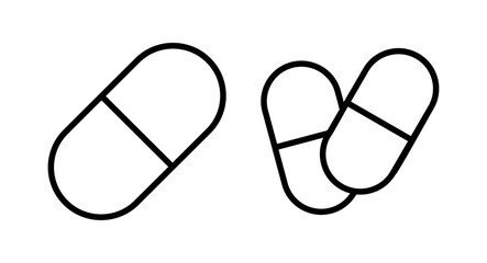 Pills icon vector illustration. capsule icon. Drug sign and symbol