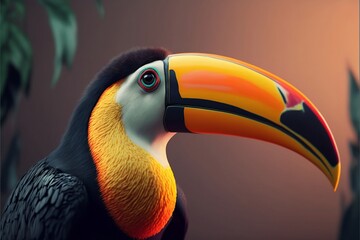 Portrait of a tropical toucan bird