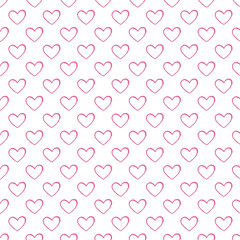 seamless hand-painted watercolor simple pink hearts pattern on white background