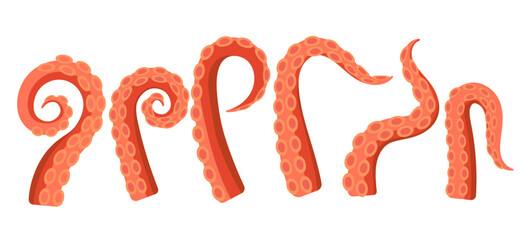 Octopus tentacle vector giant illustration monster sea creature. Octopus tentacle squid ocean icon