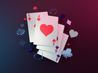 Modern Style Poker Card Element 3D Render