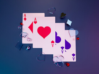 Creative Poker Card Element 3D Render