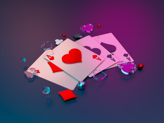 Modern Style Poker Card Element 3D Render