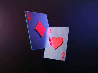 Dark Style Poker Card Element 3D Render