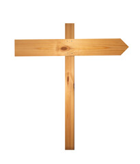 signpost wooden isolated. Arrow road sign, empty, wood texture. Png.
