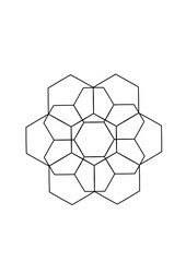 grafik aus miteinander verbundenenn sechsecke verschiedener größe symmetrisch kombi,iert