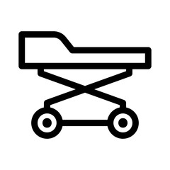 Hospital Stretcher Icon on white background. Medical Icons. Linear style sign for mobile concept and web design. Vector Illustration