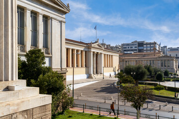 Obraz premium Athens neoclassical trilogy, as it commonly called. On the left the National Library, at the centre the University of Athens, on the right the Academy of Athens