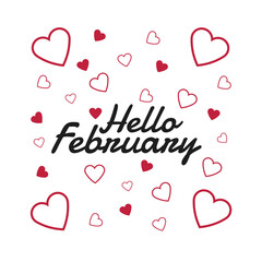Hello February Written in Minimalist. Inspirational Valentine's Day
