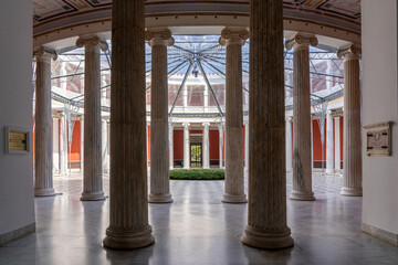 Interior view of the courtyard of Zappeion Hall, a neo-classical building at the center of Athens city near the National Garden and Syntagma square