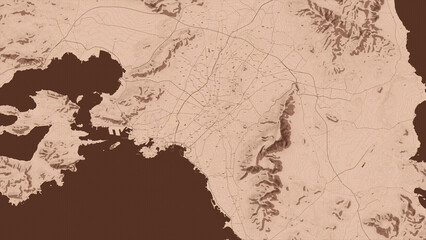 Fototapeta na wymiar Athens city map. Vintage. Old style. Detailed. 13 k x 7,5 k px. 144 ppi