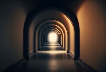 underground Tunnel with light at the end, AI generated illustration.