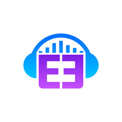 Music logo template with futuristic gradient colors and clean vector eps format