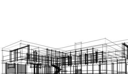 Modern house sketch architectural 3d rendering 