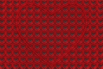 Background wallpaper made of 3d red heart shapes