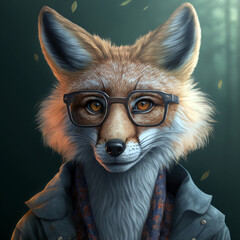 fox wearing glasses generative AI