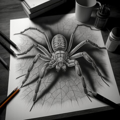 Pencil Drawing of a Spider (Generative AI)