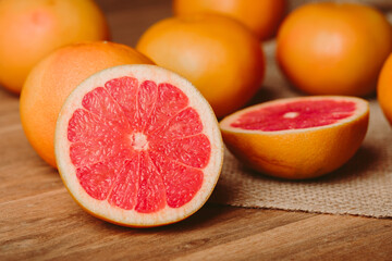 Naklejka na ściany i meble Grapefruit ruby and juicy detail