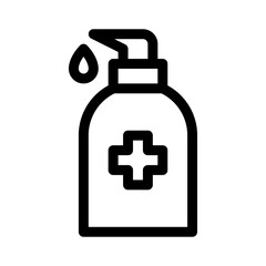 Hand Sanitizer Icon on white background. Alcohol bottle for hygiene. Linear style sign for mobile concept and web design. Vector Illustration