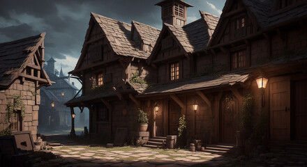 Medieval European City Houses, Churches and Castle [AI Generated]
