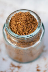 zahter (zahtar) spice in white bowl. shooting from the top and the opposite.