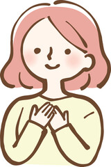 安心　笑顔の女性　イラスト