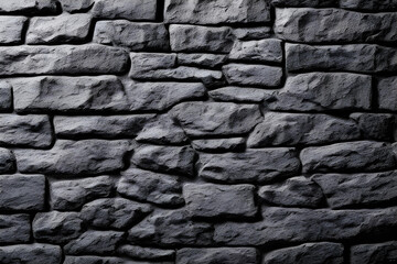 Grey stone wall background. Stone wall backdrop for slides and presentations. Grey wallpaper. Grey brick wallpaper. AI generated.