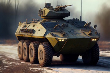 BTR-90,  Russian amphibious infantry fighting vehicle. Created with Generative AI technology.