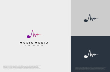 Note  icon illustration concept logo template flat style. Voice equalizer idea. Modern creative vector