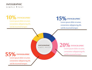 Four sectors pie chart slide template.Business Vector Illustration in circular Design Style for presentation,infographics,creative,report,concept,topics research,analysis,review,assessment,website.
