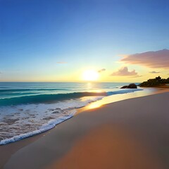 Fototapeta na wymiar Beautiful sunset on the beach. Generative AI.