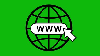 internet or website icon animation, on a chroma key green background