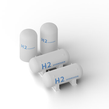 h2 hydrogen energy power tank,3d rendering