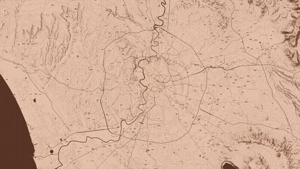 Fototapeta na wymiar Rome city map. Vintage. Old style. Detailed. 13 k x 7,5 k px. 144 ppi