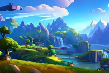 A Simple Cartoon Wallpaper Illustration for a Digital Game Environment