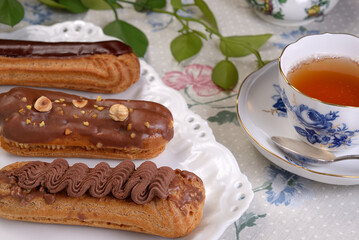 Chocolate eclairs Black tea