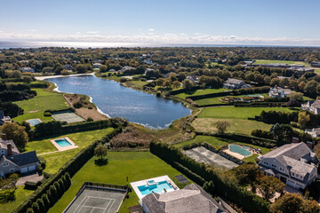 Aerial shot of Hamptons Long Island
