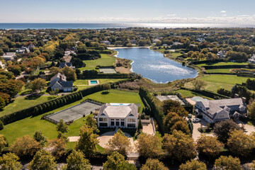 Hamptons Long Island New York Aerial View - obrazy, fototapety, plakaty