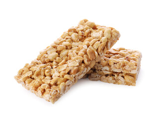 Tasty peanut bars (kozinaki) isolated on white