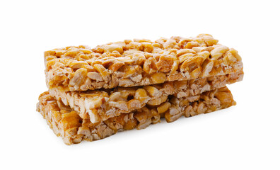 Tasty peanut bars (kozinaki) isolated on white
